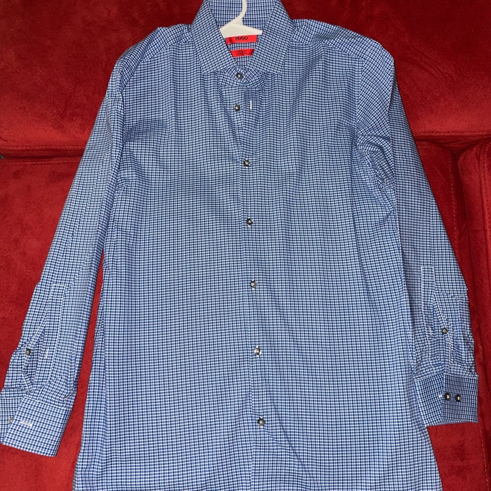 Men’s Hugo Boss Button Down Dress Shirt Size 15/38 32/33 Slim Fit Stretch